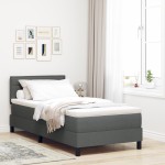vidaXL Pat cu arcuri cu saltea Gri închis 90 x 190 cm țesătură vidaXL Pat cu arcuri cu saltea Gri închis 90 x 190 cm țesătură