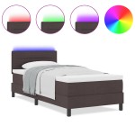 vidaXL Pat cu arcuri cu saltea Maro închis 90 x 200 cm țesătură vidaXL Pat cu arcuri cu saltea Maro închis 90 x 200 cm țesătură