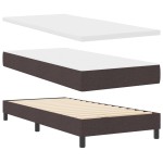 vidaXL Pat cu arcuri cu saltea Maro închis 90 x 200 cm țesătură vidaXL Pat cu arcuri cu saltea Maro închis 90 x 200 cm țesătură