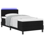 vidaXL Pat cu arcuri cu saltea Negru 100 x 200 cm țesătură vidaXL Pat cu arcuri cu saltea Negru 100 x 200 cm țesătură