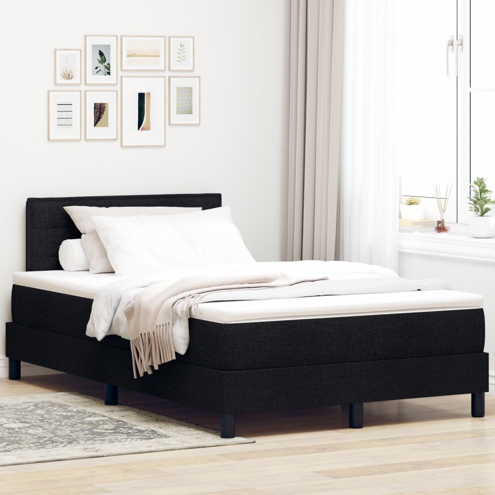 vidaXL Pat cu arcuri cu saltea Negru 120 x 190 cm țesătură