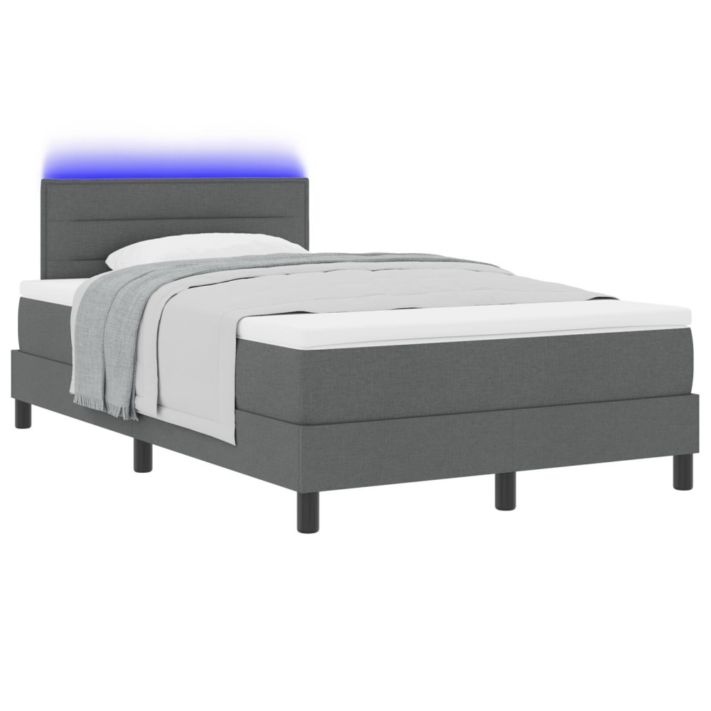 vidaXL Pat cu arcuri cu saltea Gri închis 120 x 200 cm țesătură