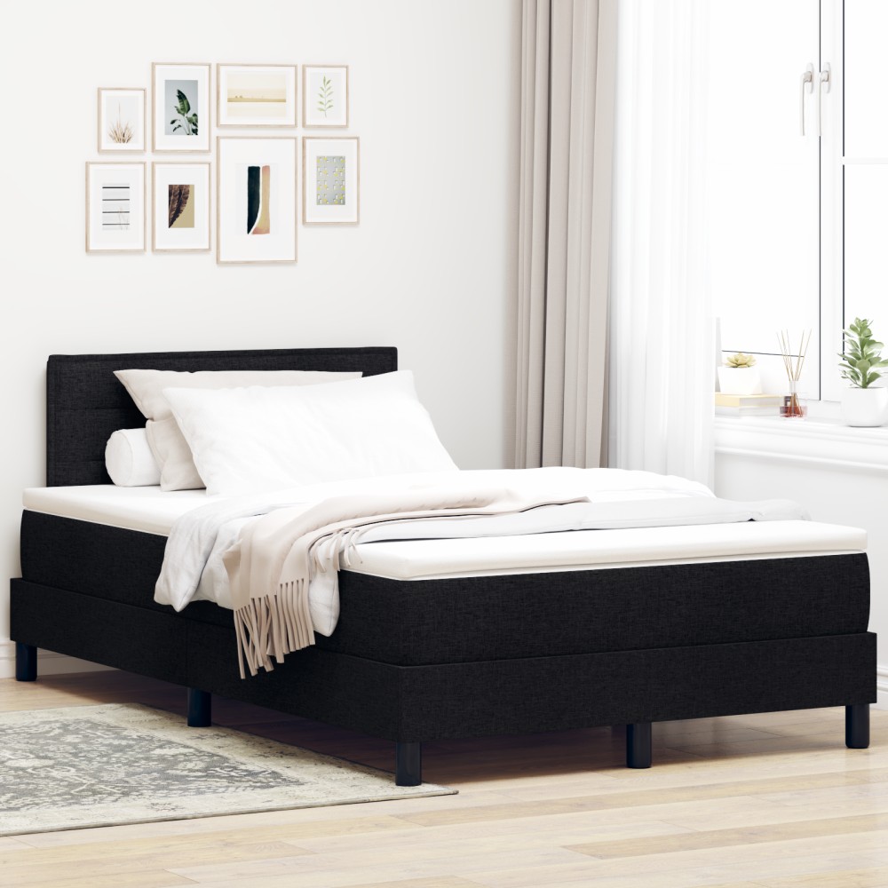 vidaXL Pat cu arcuri cu saltea Negru 120 x 200 cm țesătură