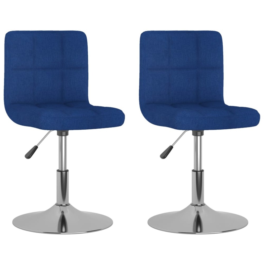vidaXL Scaune de bucătărie pivotante, 2 buc., albastru, textil