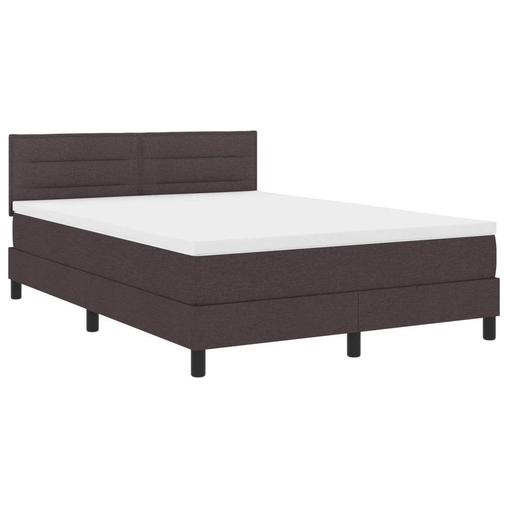 vidaXL Pat cu arcuri cu saltea Maro închis 160 x 200 cm țesătură