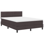 vidaXL Pat cu arcuri cu saltea Maro închis 160 x 200 cm țesătură vidaXL Pat cu arcuri cu saltea Maro închis 160 x 200 cm țesătură