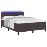 vidaXL Pat cu arcuri cu saltea Maro închis 160 x 200 cm țesătură vidaXL Pat cu arcuri cu saltea Maro închis 160 x 200 cm țesătură