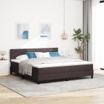 vidaXL Pat cu arcuri cu saltea Maro închis 180 x 200 cm țesătură vidaXL Pat cu arcuri cu saltea Maro închis 180 x 200 cm țesătură