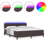 vidaXL Pat cu arcuri cu saltea Maro închis 180 x 200 cm țesătură vidaXL Pat cu arcuri cu saltea Maro închis 180 x 200 cm țesătură