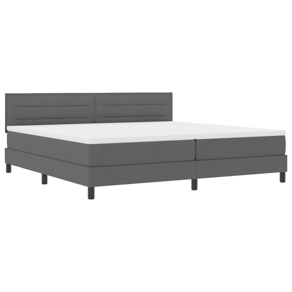 vidaXL Pat cu arcuri cu saltea Gri închis 200 x 200 cm țesătură