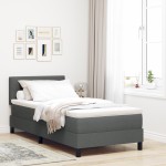 vidaXL Pat cu arcuri cu saltea Gri închis 90 x 200 cm țesătură vidaXL Pat cu arcuri cu saltea Gri închis 90 x 200 cm țesătură