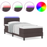 vidaXL Pat cu arcuri cu saltea Maro închis 90 x 200 cm țesătură vidaXL Pat cu arcuri cu saltea Maro închis 90 x 200 cm țesătură