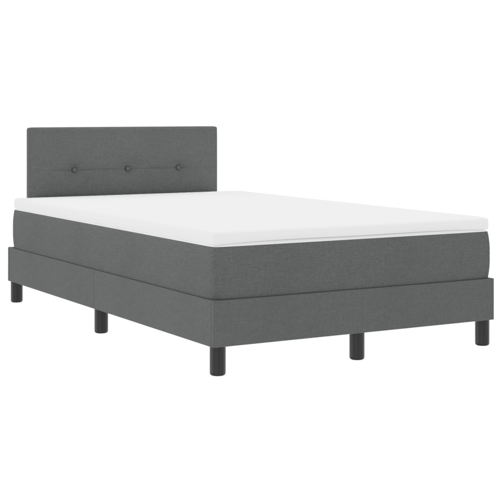 vidaXL Pat cu suport pentru saltea și LED gri închis 120x200 cm țesătură
