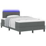 vidaXL Pat cu arcuri cu saltea Gri închis 120 x 200 cm țesătură