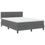 vidaXL Pat cu arcuri cu saltea Gri închis 160 x 200 cm țesătură vidaXL Pat cu arcuri cu saltea Gri închis 160 x 200 cm țesătură