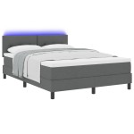 vidaXL Pat cu arcuri cu saltea Gri închis 160 x 200 cm țesătură vidaXL Pat cu arcuri cu saltea Gri închis 160 x 200 cm țesătură