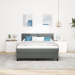 vidaXL Pat cu arcuri cu saltea Gri închis 160 x 200 cm țesătură vidaXL Pat cu arcuri cu saltea Gri închis 160 x 200 cm țesătură
