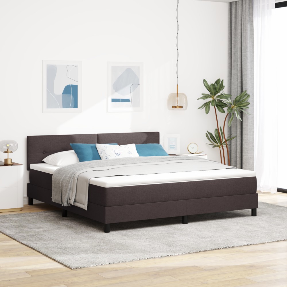 vidaXL Pat cu arcuri cu saltea Maro închis 180 x 200 cm țesătură