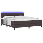 vidaXL Pat cu arcuri cu saltea Maro închis 180 x 200 cm țesătură vidaXL Pat cu arcuri cu saltea Maro închis 180 x 200 cm țesătură