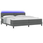 vidaXL Pat cu arcuri cu saltea Gri închis 200 x 200 cm țesătură vidaXL Pat cu arcuri cu saltea Gri închis 200 x 200 cm țesătură