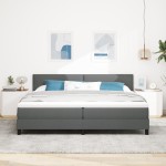 vidaXL Pat cu arcuri cu saltea Gri închis 200 x 200 cm țesătură vidaXL Pat cu arcuri cu saltea Gri închis 200 x 200 cm țesătură