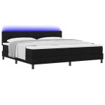 vidaXL Pat cu arcuri cu saltea Negru 200 x 200 cm țesătură vidaXL Pat cu arcuri cu saltea Negru 200 x 200 cm țesătură