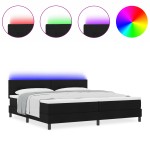 vidaXL Pat cu arcuri cu saltea Negru 200 x 200 cm țesătură vidaXL Pat cu arcuri cu saltea Negru 200 x 200 cm țesătură