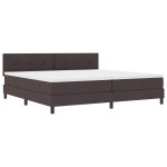 vidaXL Pat cu arcuri cu saltea Maro închis 200 x 200 cm țesătură vidaXL Pat cu arcuri cu saltea Maro închis 200 x 200 cm țesătură