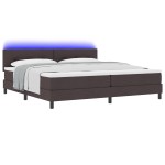 vidaXL Pat cu arcuri cu saltea Maro închis 200 x 200 cm țesătură vidaXL Pat cu arcuri cu saltea Maro închis 200 x 200 cm țesătură