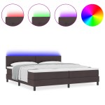 vidaXL Pat cu arcuri cu saltea Maro închis 200 x 200 cm țesătură vidaXL Pat cu arcuri cu saltea Maro închis 200 x 200 cm țesătură