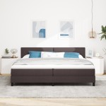 vidaXL Pat cu arcuri cu saltea Maro închis 200 x 200 cm țesătură vidaXL Pat cu arcuri cu saltea Maro închis 200 x 200 cm țesătură