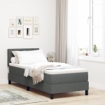vidaXL Pat cu arcuri cu saltea Gri închis 80 x 200 cm țesătură vidaXL Pat cu arcuri cu saltea Gri închis 80 x 200 cm țesătură