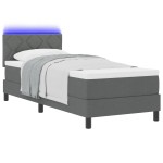 vidaXL Pat cu arcuri cu saltea Gri închis 80 x 200 cm țesătură vidaXL Pat cu arcuri cu saltea Gri închis 80 x 200 cm țesătură