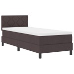 vidaXL Pat cu arcuri cu saltea Maro închis 80 x 200 cm țesătură vidaXL Pat cu arcuri cu saltea Maro închis 80 x 200 cm țesătură