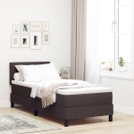 vidaXL Pat cu arcuri cu saltea Maro închis 80 x 200 cm țesătură vidaXL Pat cu arcuri cu saltea Maro închis 80 x 200 cm țesătură