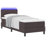 vidaXL Pat cu arcuri cu saltea Maro închis 80 x 200 cm țesătură vidaXL Pat cu arcuri cu saltea Maro închis 80 x 200 cm țesătură