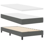 vidaXL Pat cu arcuri cu saltea Gri închis 90 x 190 cm țesătură vidaXL Pat cu arcuri cu saltea Gri închis 90 x 190 cm țesătură