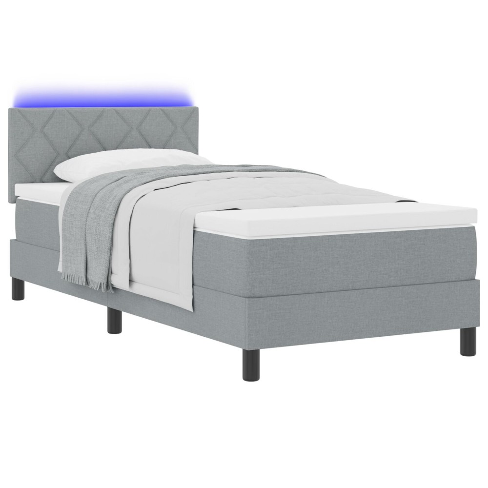vidaXL Pat cu arcuri cu saltea Gri deschis 90 x 200 cm țesătură