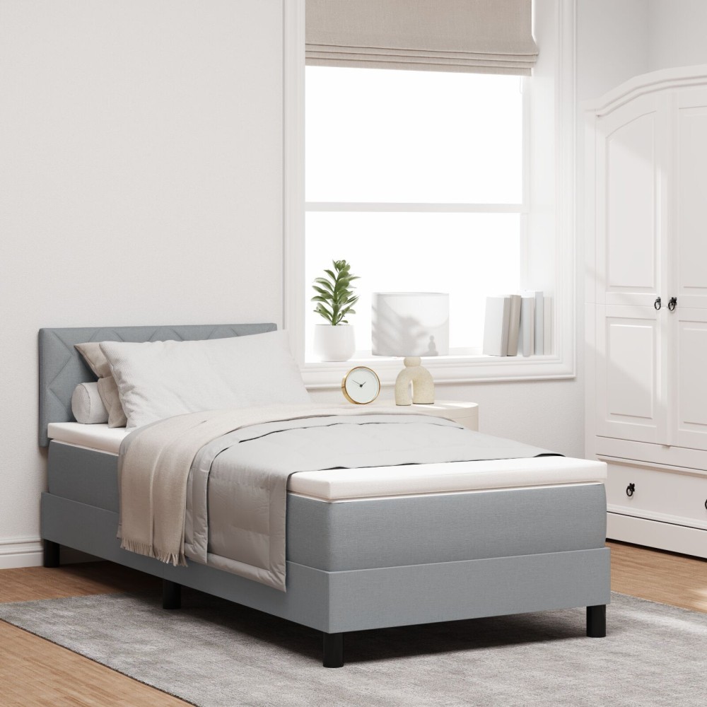 vidaXL Pat cu arcuri cu saltea Gri deschis 90 x 200 cm țesătură