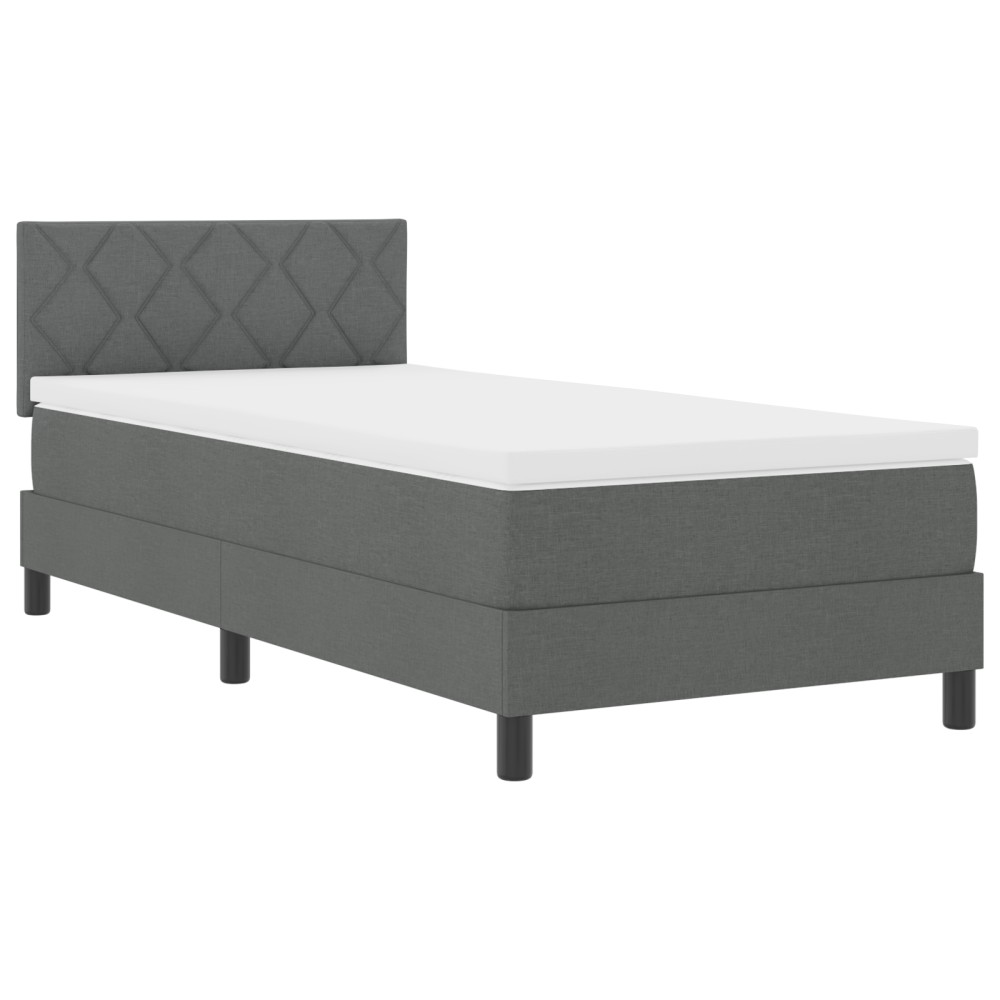 vidaXL Pat cu arcuri cu saltea Gri închis 90 x 200 cm țesătură