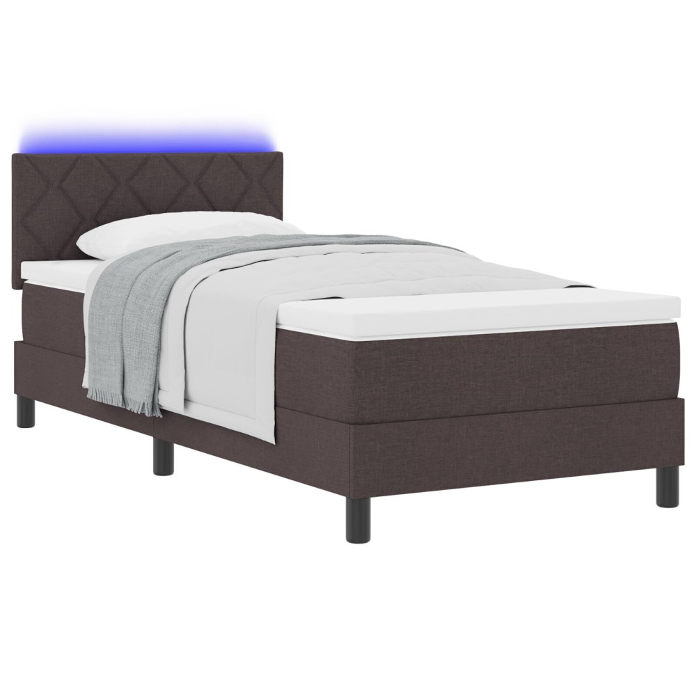 vidaXL Pat cu arcuri cu saltea Maro închis 90 x 200 cm țesătură