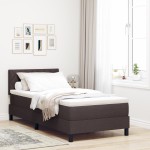 vidaXL Pat cu arcuri cu saltea Maro închis 90 x 200 cm țesătură vidaXL Pat cu arcuri cu saltea Maro închis 90 x 200 cm țesătură