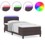 vidaXL Pat cu arcuri cu saltea Maro închis 90 x 200 cm țesătură vidaXL Pat cu arcuri cu saltea Maro închis 90 x 200 cm țesătură