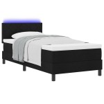 vidaXL Pat cu arcuri cu saltea Negru 100 x 200 cm țesătură vidaXL Pat cu arcuri cu saltea Negru 100 x 200 cm țesătură