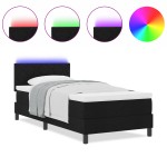 vidaXL Pat cu arcuri cu saltea Negru 100 x 200 cm țesătură vidaXL Pat cu arcuri cu saltea Negru 100 x 200 cm țesătură