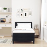 vidaXL Pat cu arcuri cu saltea Negru 100 x 200 cm țesătură vidaXL Pat cu arcuri cu saltea Negru 100 x 200 cm țesătură