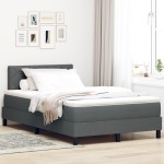 vidaXL Pat cu arcuri cu saltea Gri închis 120 x 190 cm țesătură vidaXL Pat cu arcuri cu saltea Gri închis 120 x 190 cm țesătură