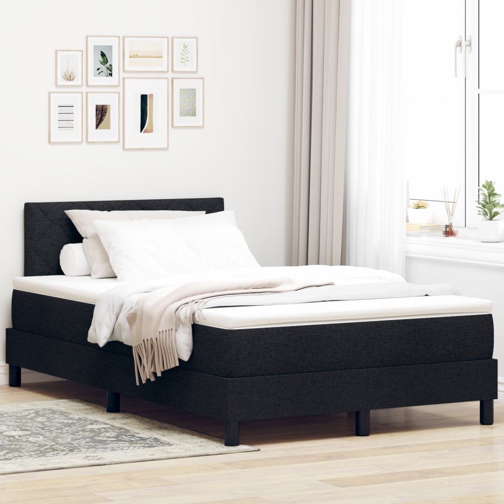 vidaXL Pat cu arcuri cu saltea Negru 120 x 200 cm țesătură