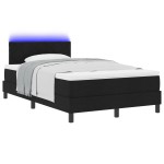 vidaXL Pat cu arcuri cu saltea Negru 120 x 200 cm țesătură vidaXL Pat cu arcuri cu saltea Negru 120 x 200 cm țesătură