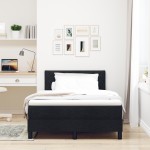 vidaXL Pat cu arcuri cu saltea Negru 120 x 200 cm țesătură vidaXL Pat cu arcuri cu saltea Negru 120 x 200 cm țesătură